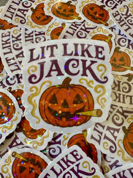 Lit like Jack Halloween sticker, Funny Weed Sticker, Adult Laptop stickers, water bottle sticker