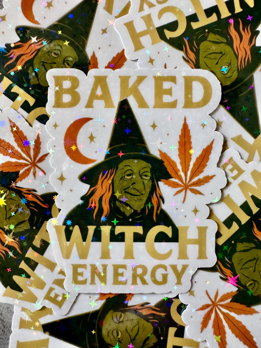 Baked Witch Energy, Funny Weed Sticker, Funny Halloween adult stickers, Stoner gifts for him, stickers for adults, funny adult gift