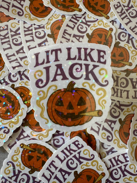 Lit like Jack Halloween sticker, Funny Weed Sticker, Adult Laptop stickers, water bottle sticker
