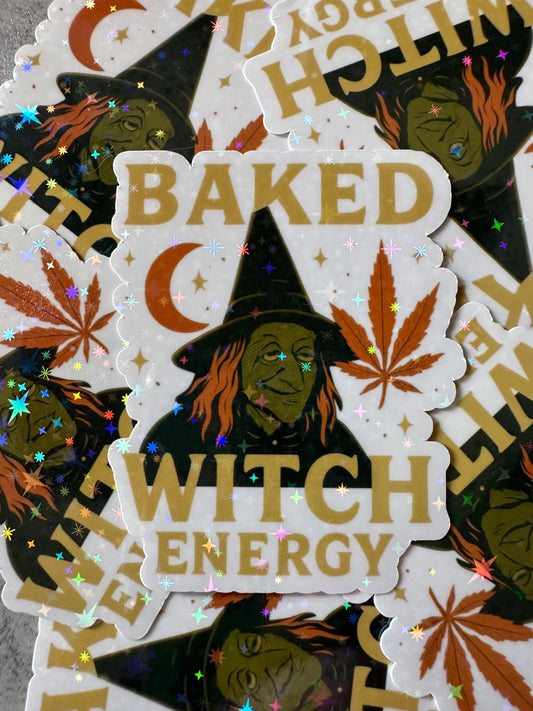Baked Witch Energy, Funny Weed Sticker, Funny Halloween adult stickers, Stoner gifts for him, stickers for adults, funny adult gift