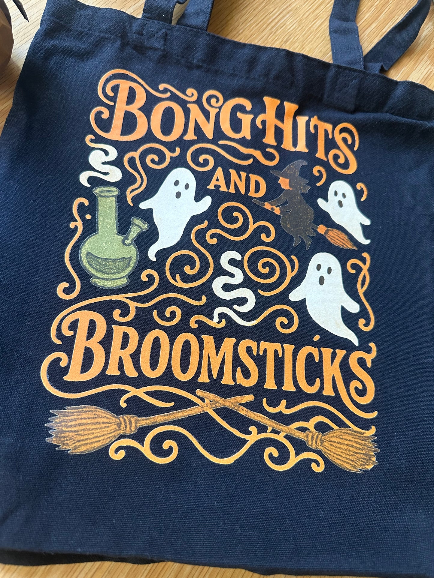 Stoner Halloween Tote, Bong Hits and Broomsticks Weed Bag
