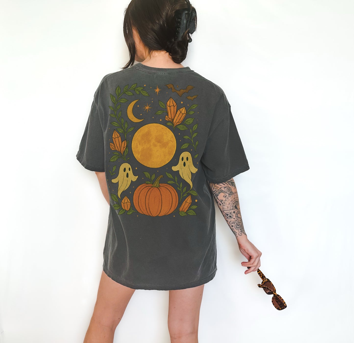 Ghosts Halloween Short Sleeve Comfort Colors Tee Shirt - Cute Ghosts and Pumpkin Spooky Shirt - cozy fall graphic tee