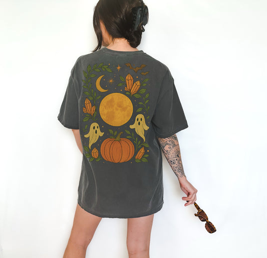 Ghosts Halloween Short Sleeve Comfort Colors Tee Shirt - Cute Ghosts and Pumpkin Spooky Shirt - cozy fall graphic tee