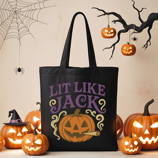 Lit Like Jack Stoner Halloween Tote - Adult Halloween Bag - Cute Stoner Bag - Halloween Adult Tote