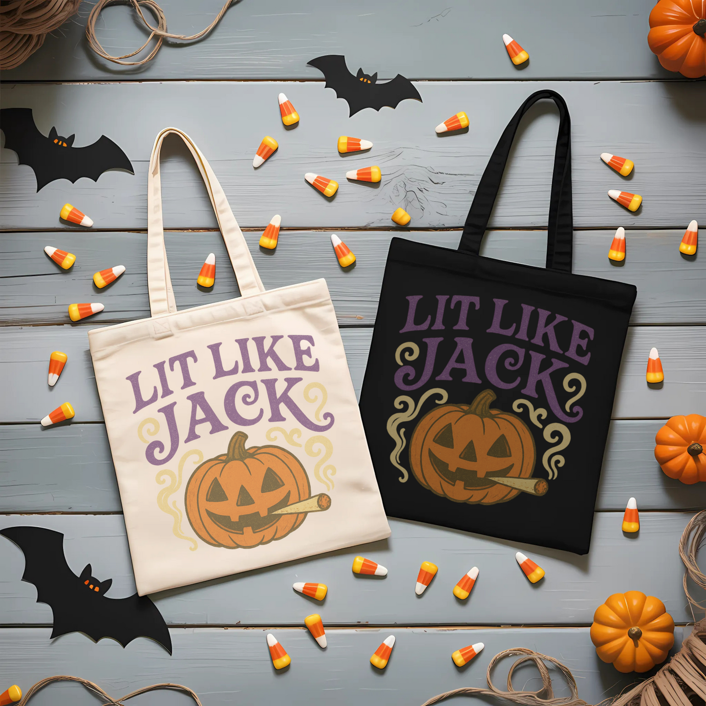 Lit Like Jack Stoner Halloween Tote - Adult Halloween Bag - Cute Stoner Bag - Halloween Adult Tote