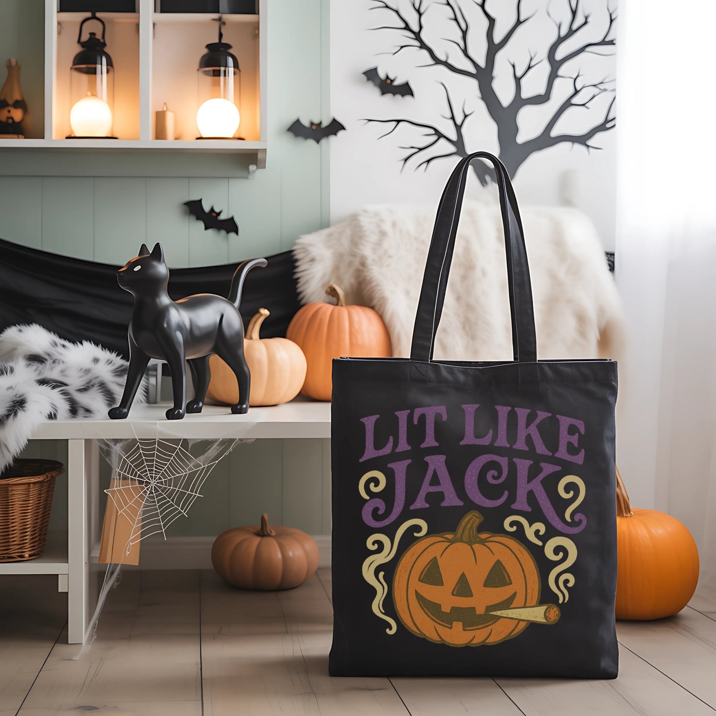 Lit Like Jack Stoner Halloween Tote - Adult Halloween Bag - Cute Stoner Bag - Halloween Adult Tote