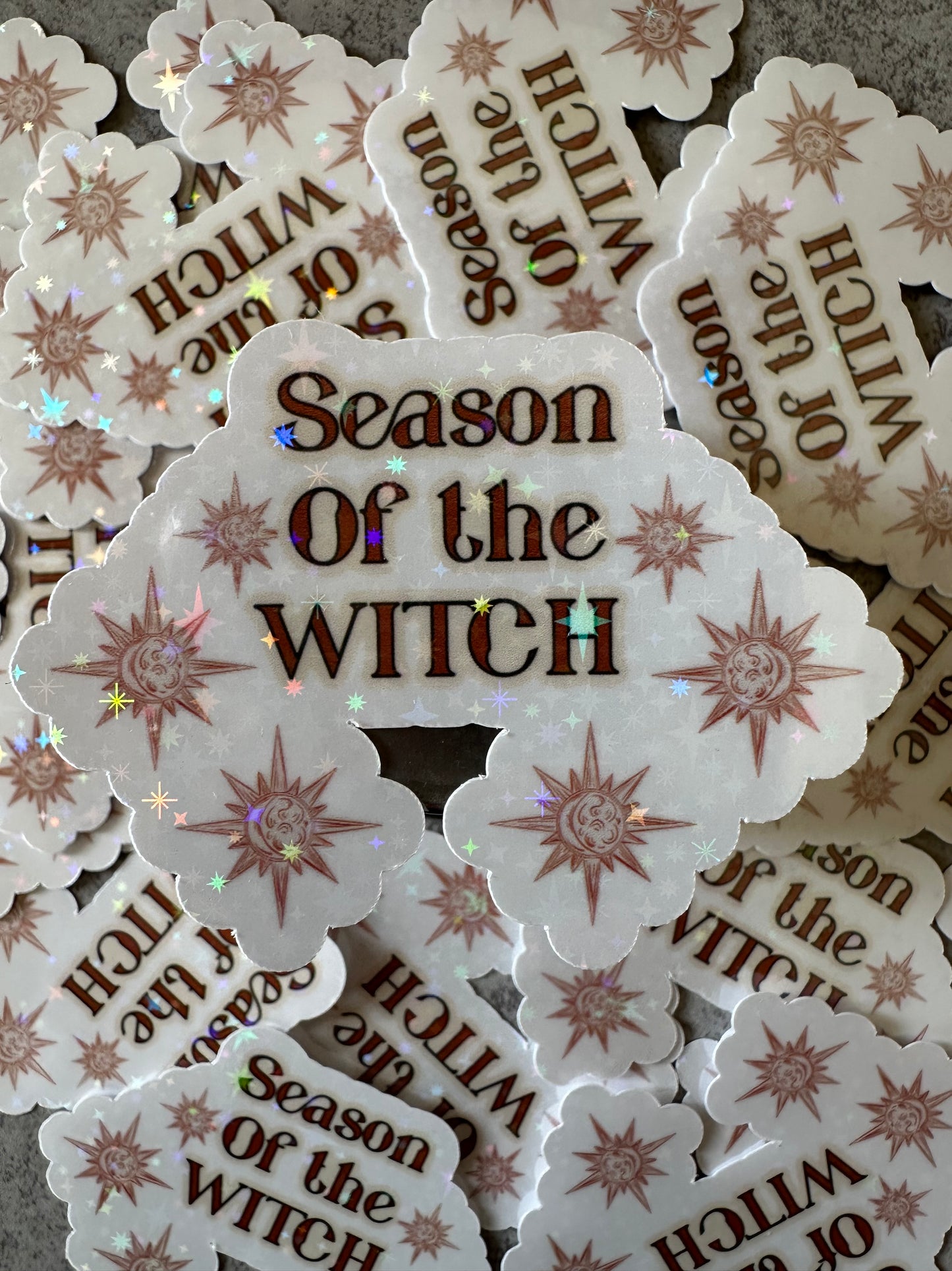 Season of the Witch Sticker - 3x3 vinyl holographic witchy sticker- celestial Halloween sticker - Witch Sticker