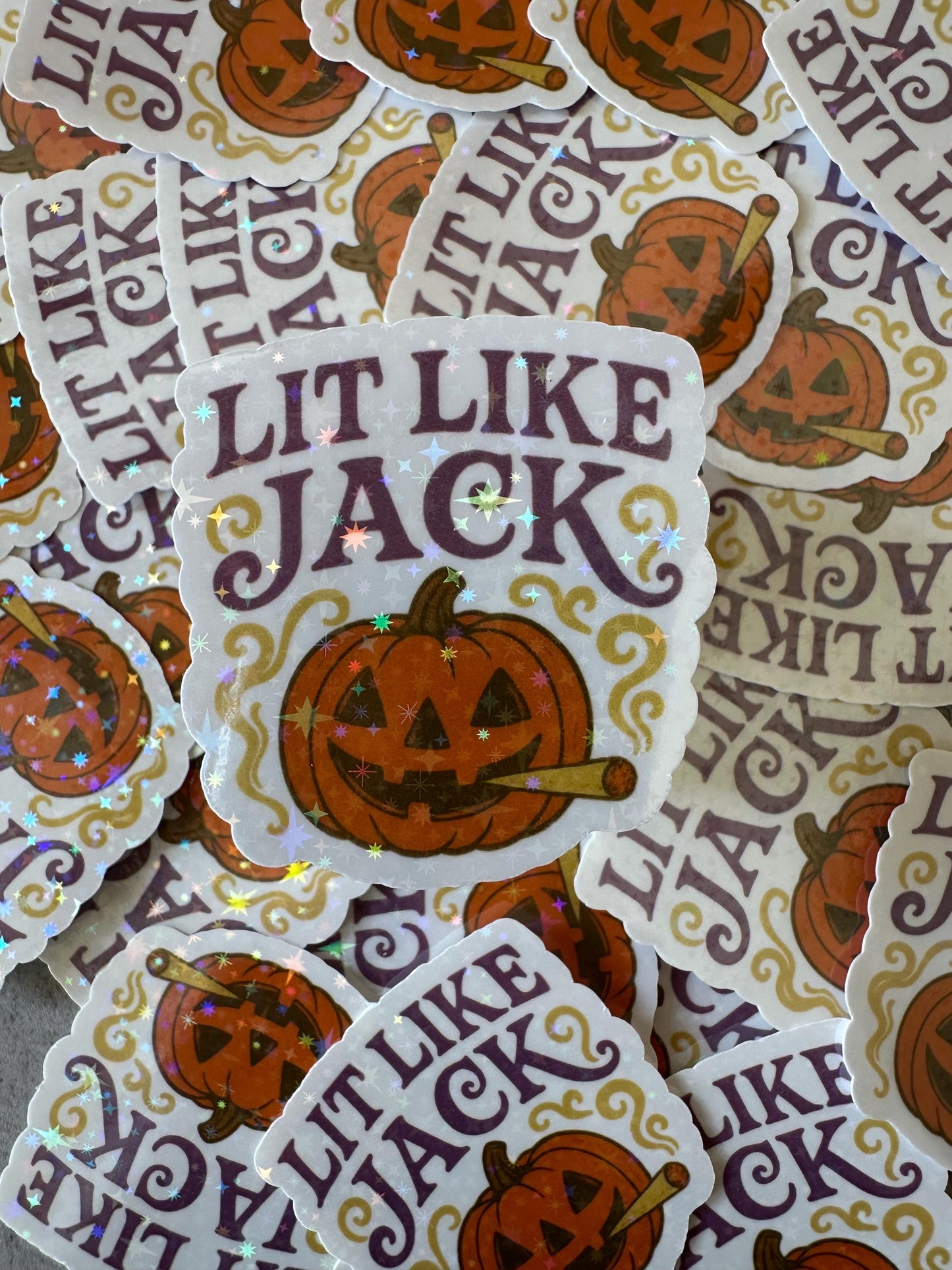 Lit like Jack Halloween sticker, Funny Weed Sticker, Adult Laptop stickers, water bottle sticker