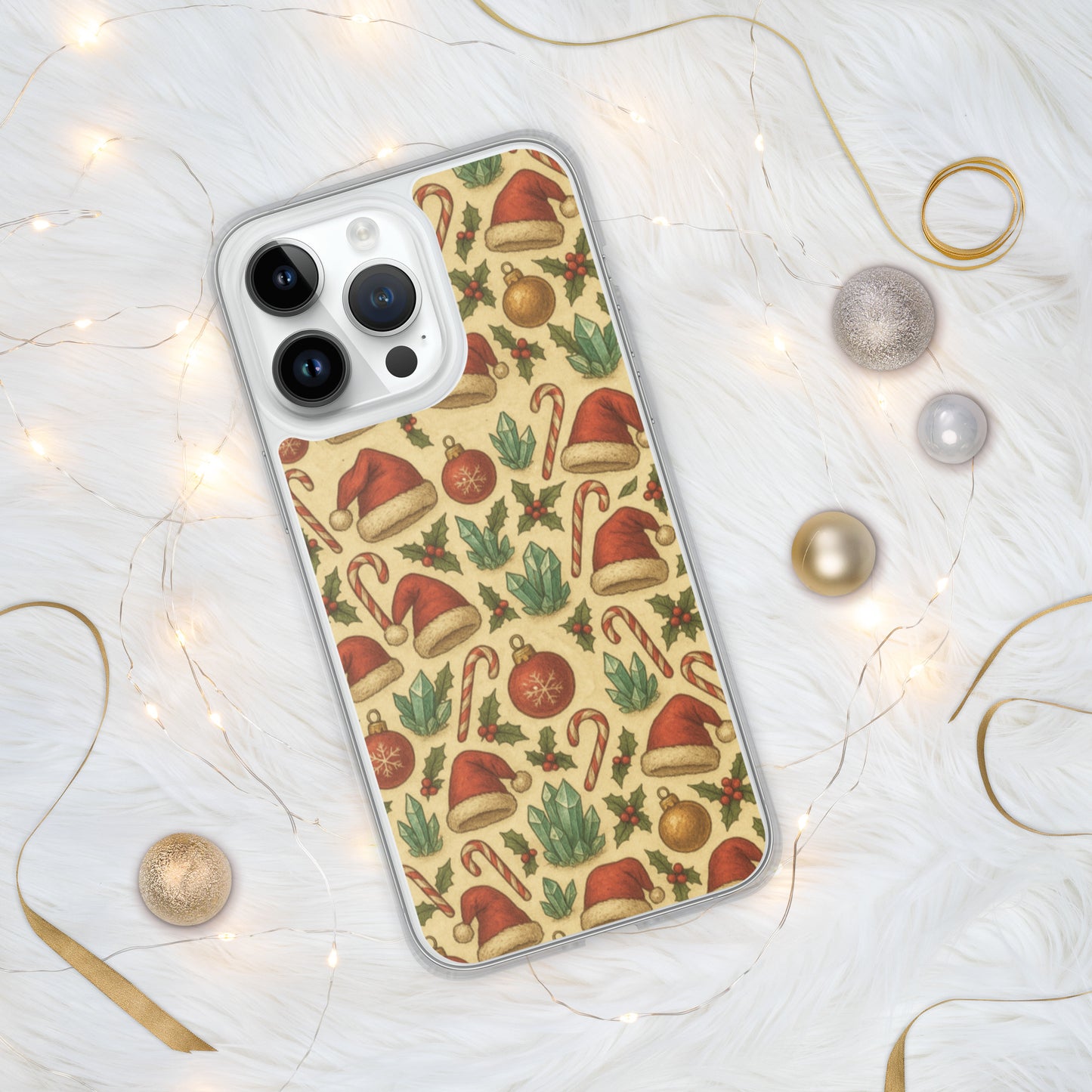 Christmas Santa Crystal IPhone Case, Vintage Holiday IPhone 17 pro max Cover,