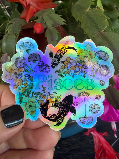 Pisces Zodiac Holographic Sticker, Celestial Astrology Lover Decal, Astro Stickers, Pisces Zodiac Gifts, February Birthday Gifts, Gift for