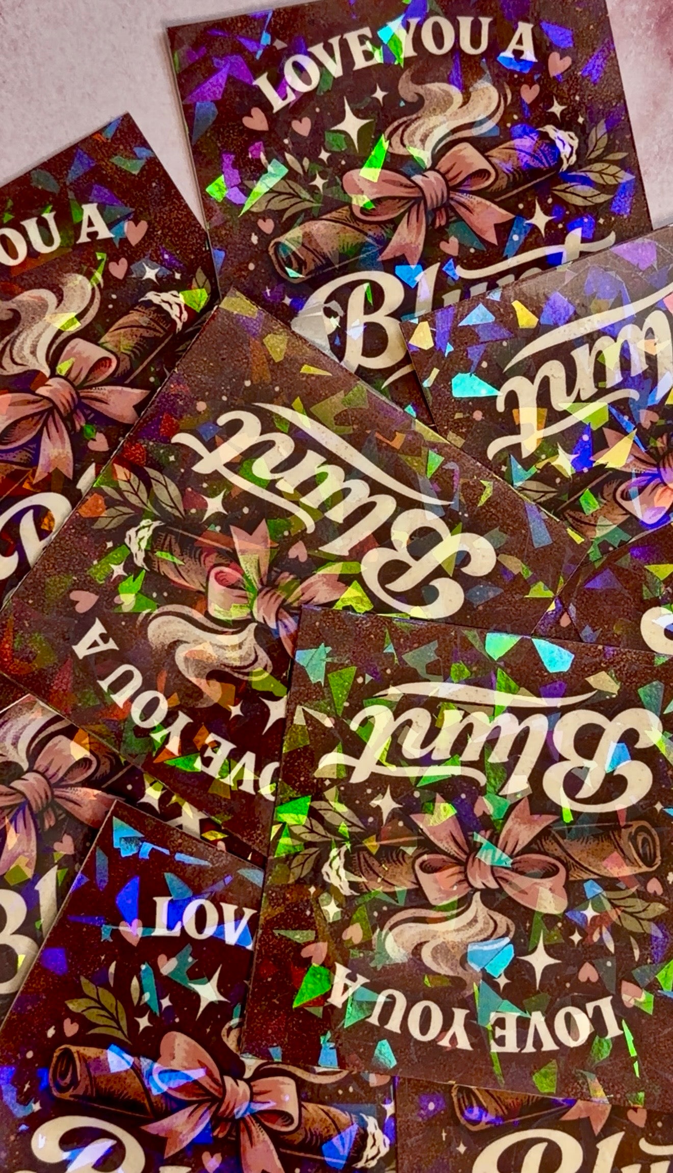 Holographic Valentines Stoner Sticker, Cute Cannabis Decal, Love You a Blunt Sticker, Valentines stoner gift for her, Stoner Gifts,