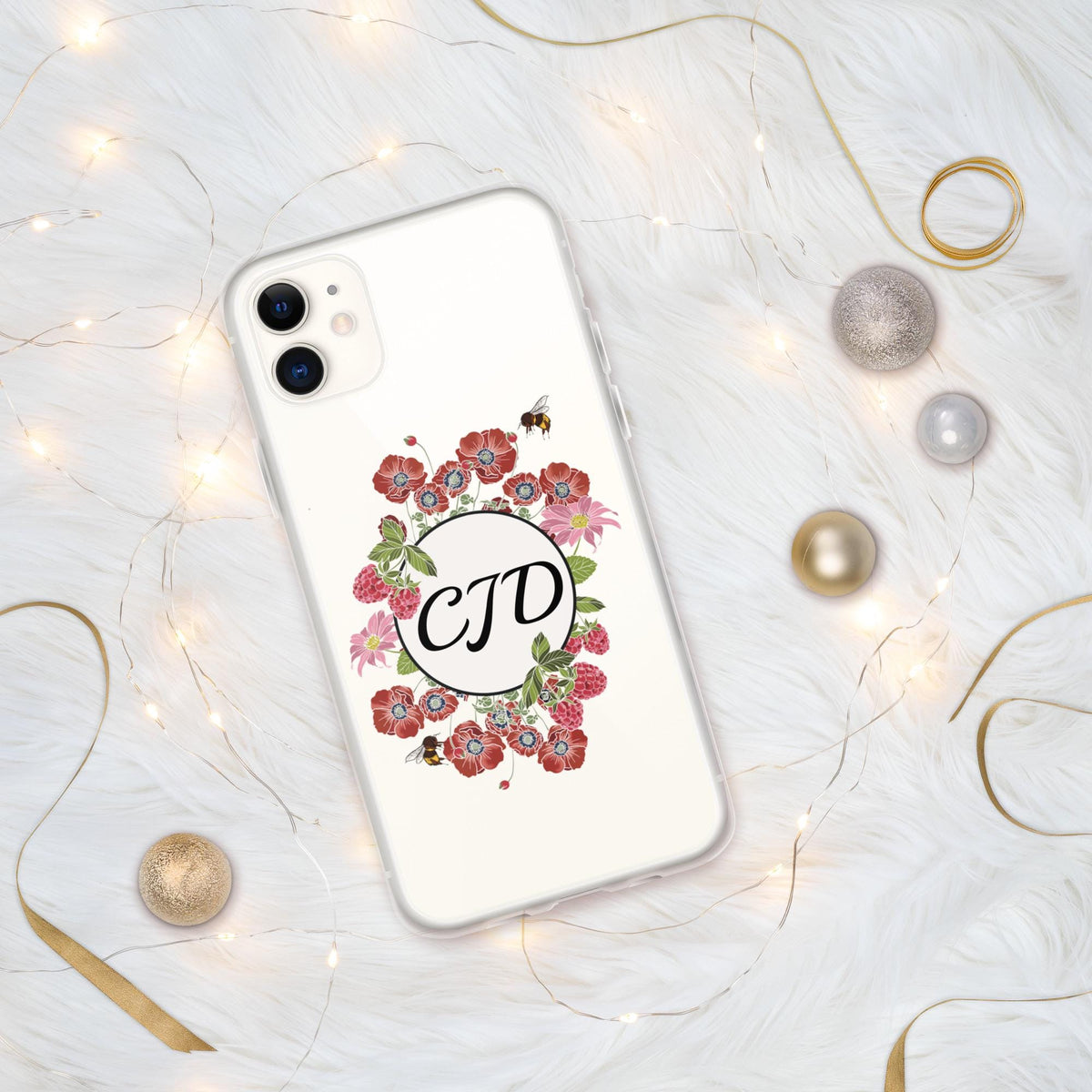 Personalized Phone case, Raspberry and Poppy Flowers for IPhone 16 pro max, Cottage Core IPhone Case, Custom phone Case with personalization