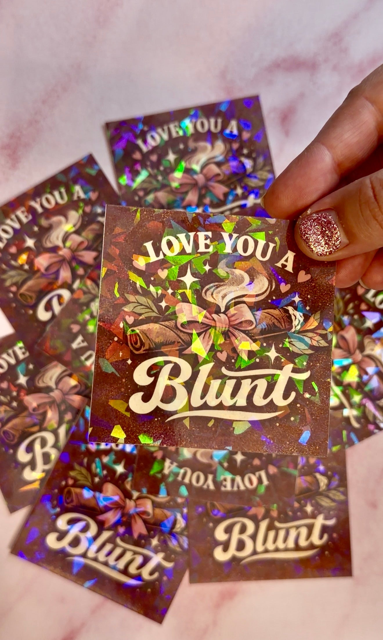 Holographic Valentines Stoner Sticker, Cute Cannabis Decal, Love You a Blunt Sticker, Valentines stoner gift for her, Stoner Gifts,