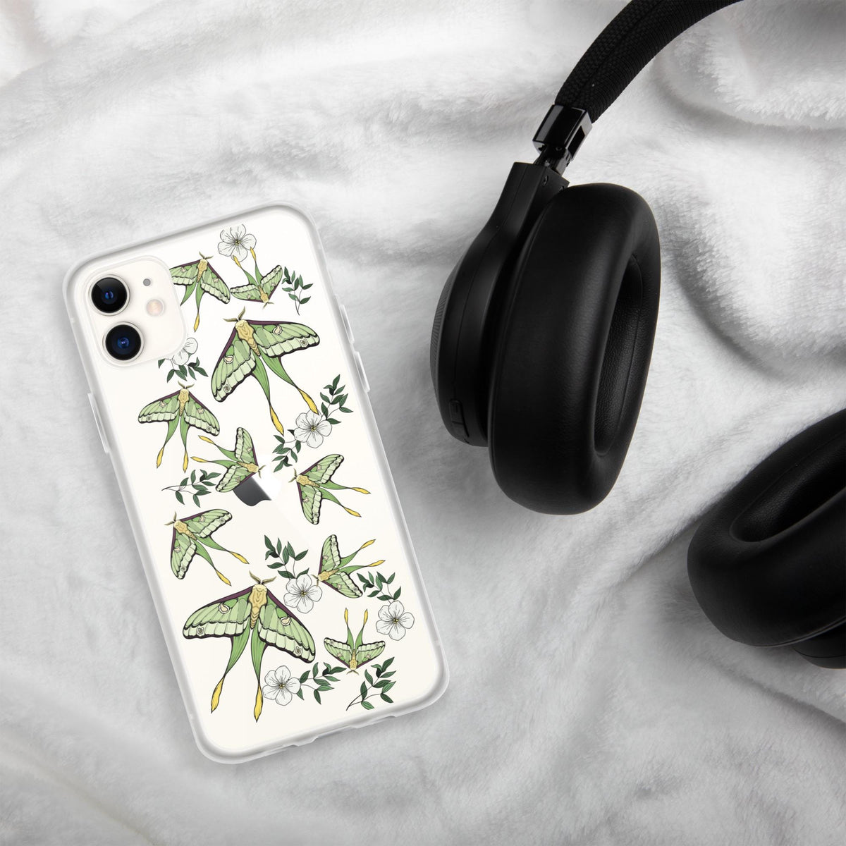 Luna moth Clear Case for iPhone, Moth Flower Case IPhone, moon moth insect, iPhone 15 pro max 14 pro case, Cottage core aesthetic Phone Case