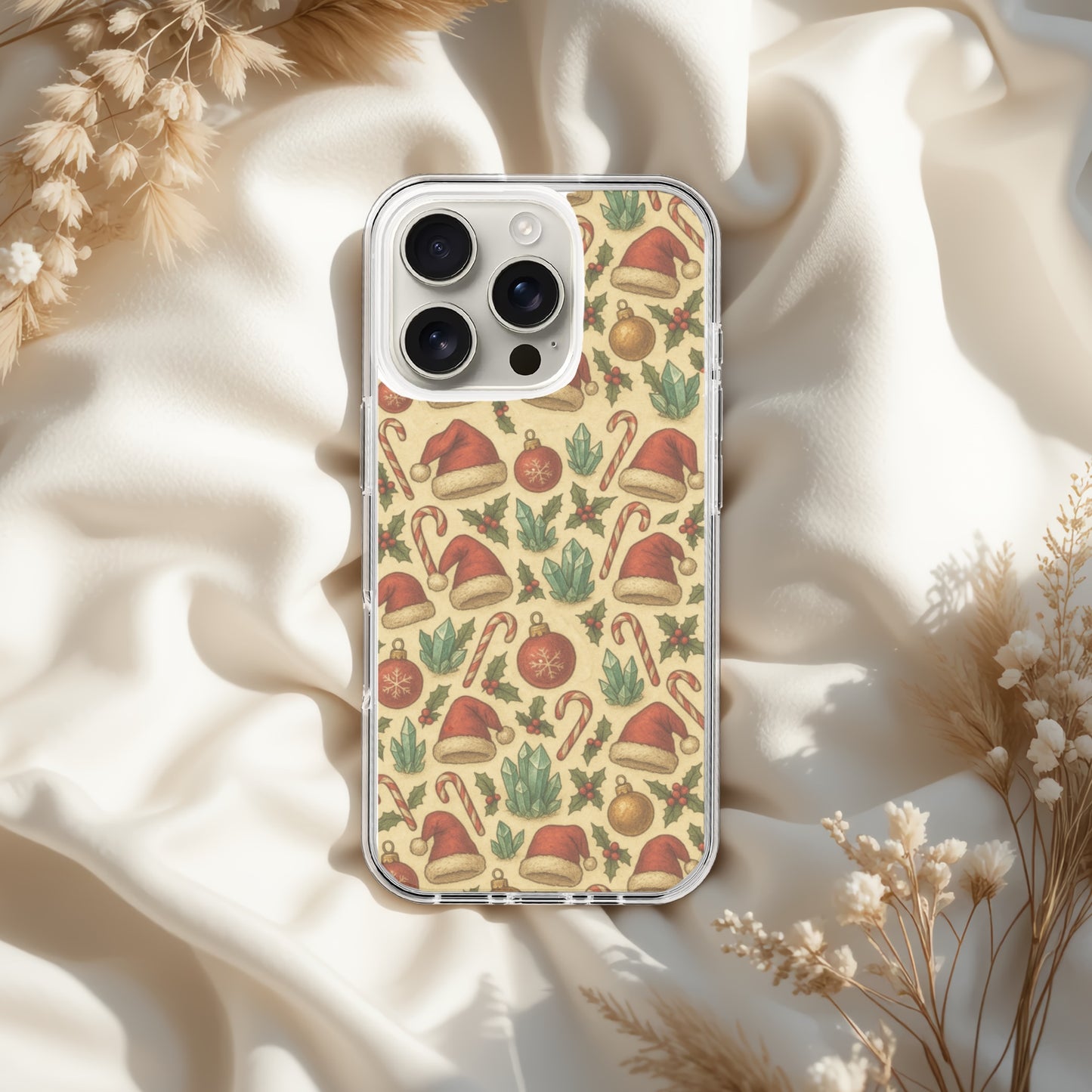 Christmas Santa Crystal IPhone Case, Vintage Holiday IPhone 17 pro max Cover,