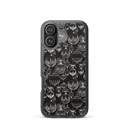 Vintage Ornament Christmas iPhone Case, Black and White Jingle Bells Phone Cover
