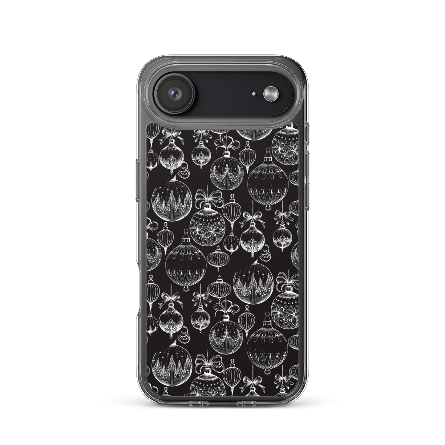 Vintage Ornament Christmas iPhone Case, Black and White Jingle Bells Phone Cover