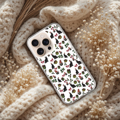Christmas Cat Clear Case for iPhone, Holiday Santa Cat Phone Case, IPhone 16, 17 pro max