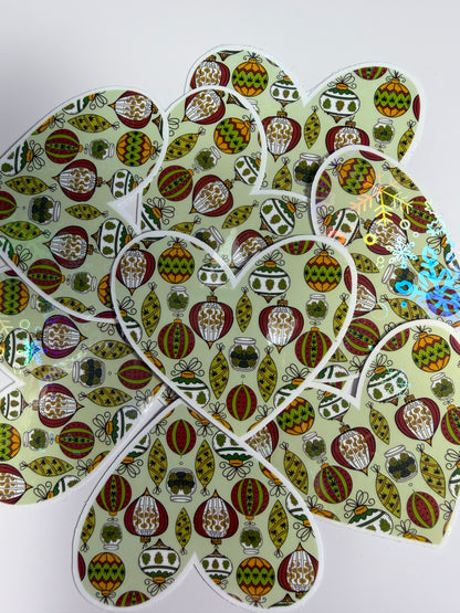 Christmas Cannabis Sticker,Cute Stoner Holographic Sticker, Stoner Waterproof Decal, Heart Ornament