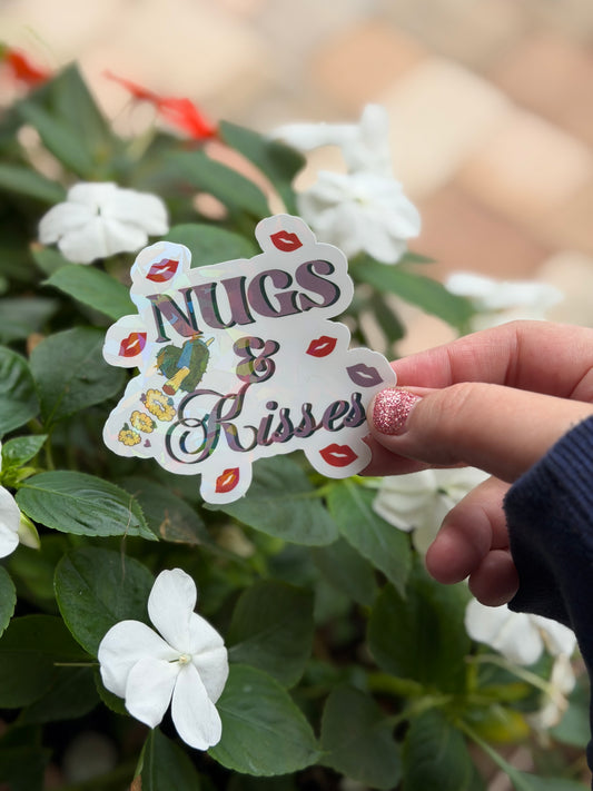 Holographic Valentines Stoner Sticker, Cute Cannabis Decal, Nugs & Kisses Sticker, Valentines stoner gift for her, Stoner Gifts,