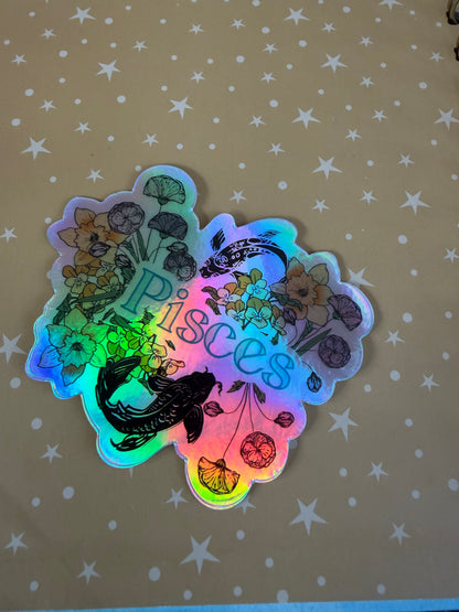 Pisces Zodiac Holographic Sticker, Celestial Astrology Lover Decal, Astro Stickers, Pisces Zodiac Gifts, February Birthday Gifts, Gift for