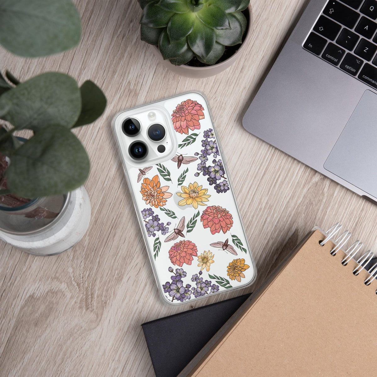Dahlia Flower Clear Case for iPhone, Fun Flower Phone Case for IPhone, IPhone case for flower lovers, Cottage Core iPhone Case, Cottage Core