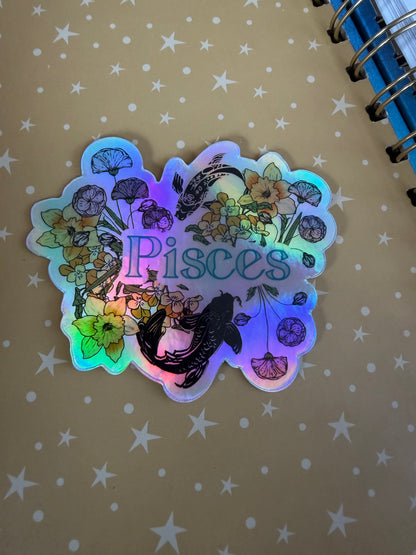 Pisces Zodiac Holographic Sticker, Celestial Astrology Lover Decal, Astro Stickers, Pisces Zodiac Gifts, February Birthday Gifts, Gift for