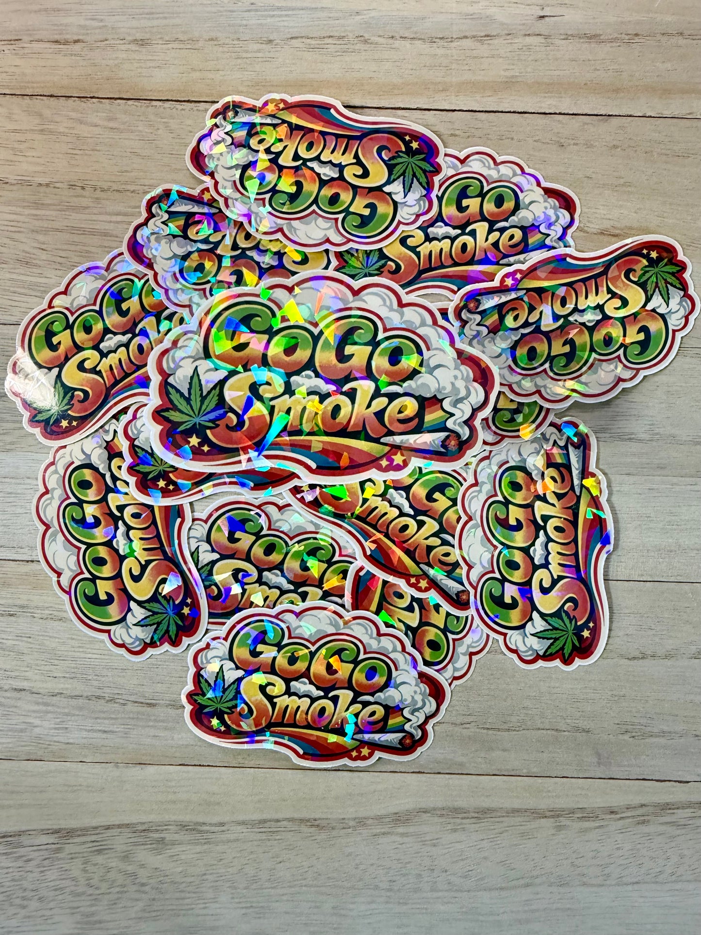 Funny Cannabis Adult Sticker, Go Go Smoke 70s Sticker, Cute Stoner Gifts for Everyone, Gifts Under Five Dollars, Stoner Decal, Weed Lover