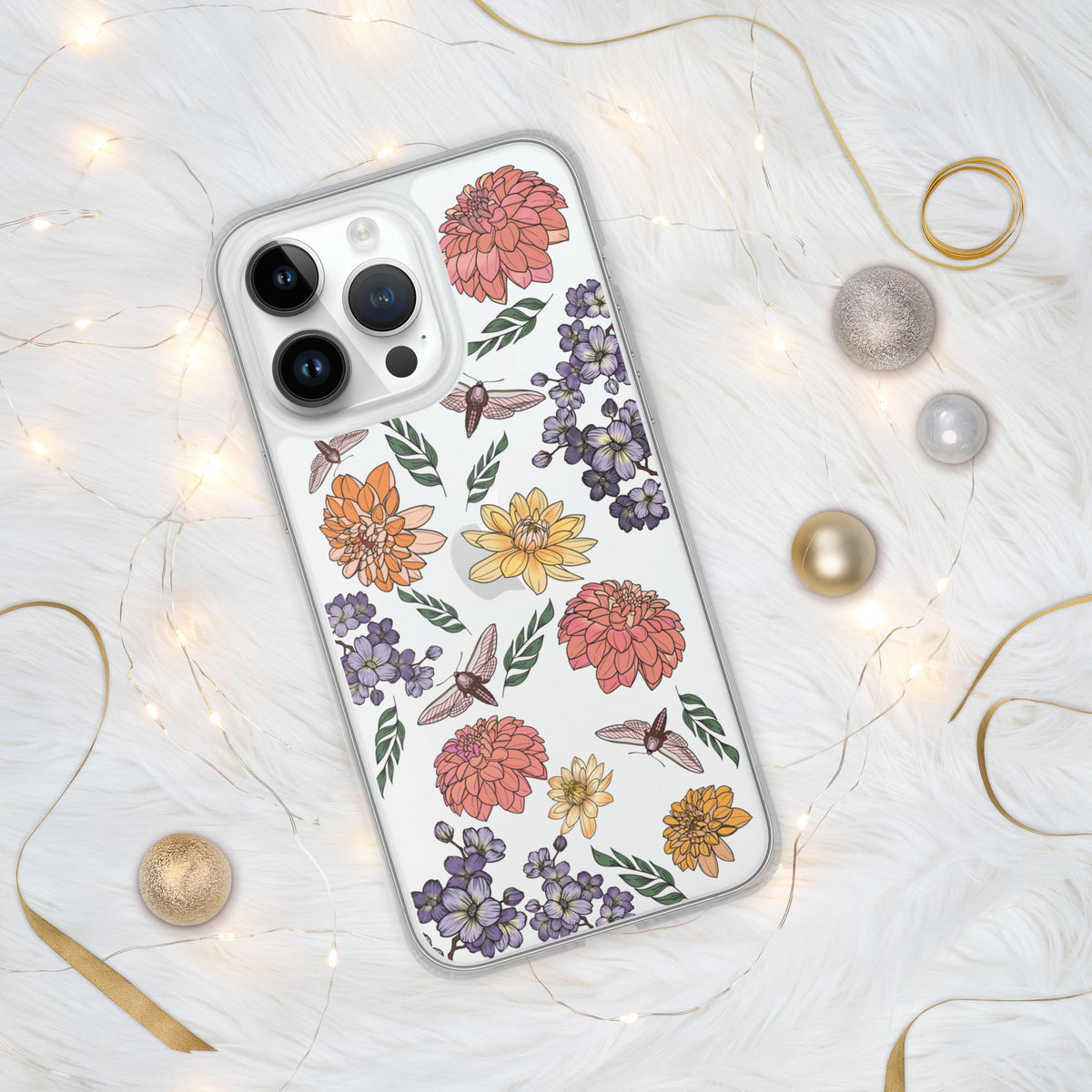 Dahlia Flower Clear Case for iPhone, Fun Flower Phone Case for IPhone, IPhone case for flower lovers, Cottage Core iPhone Case, Cottage Core