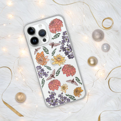 Dahlia Flower Clear Case for iPhone, Fun Flower Phone Case for IPhone, IPhone case for flower lovers, Cottage Core iPhone Case, Cottage Core