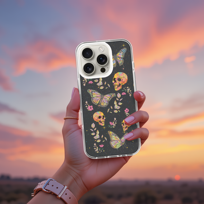Butterfly Halloween Neon Skull Phone Case | Stoner Moon
