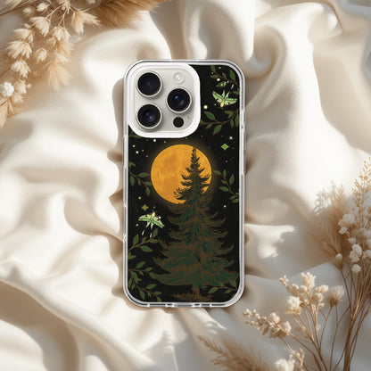 Midnight Forest Iphone Case, Luna Moth Clear Case, Vintage Christmas Phone Clear Case, Full Moon, boho  Moth Phone Cover, mystic moths