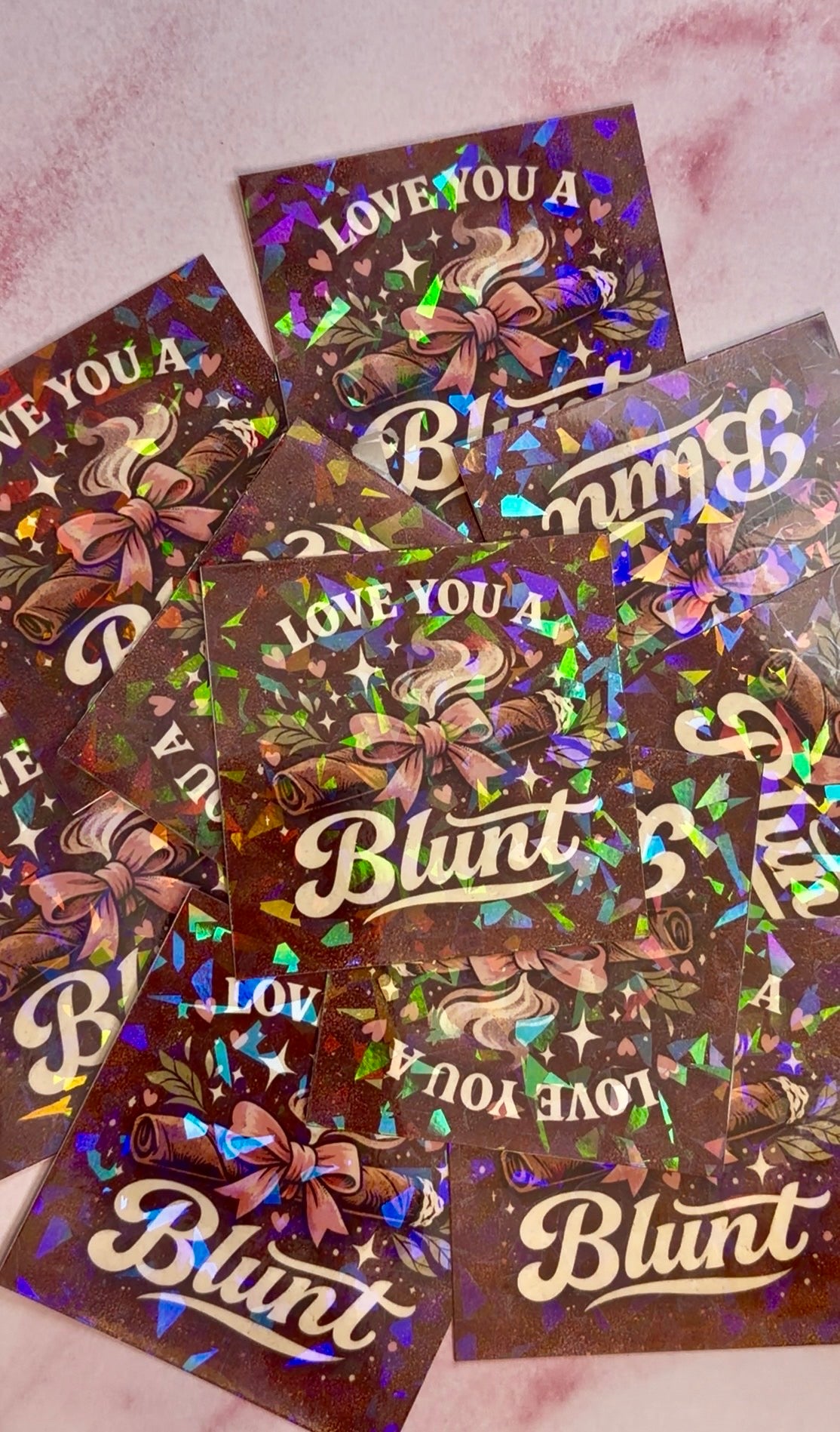 Holographic Valentines Stoner Sticker, Cute Cannabis Decal, Love You a Blunt Sticker, Valentines stoner gift for her, Stoner Gifts,