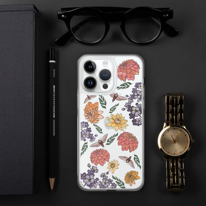 Dahlia Flower Clear Case for iPhone, Fun Flower Phone Case for IPhone, IPhone case for flower lovers, Cottage Core iPhone Case, Cottage Core
