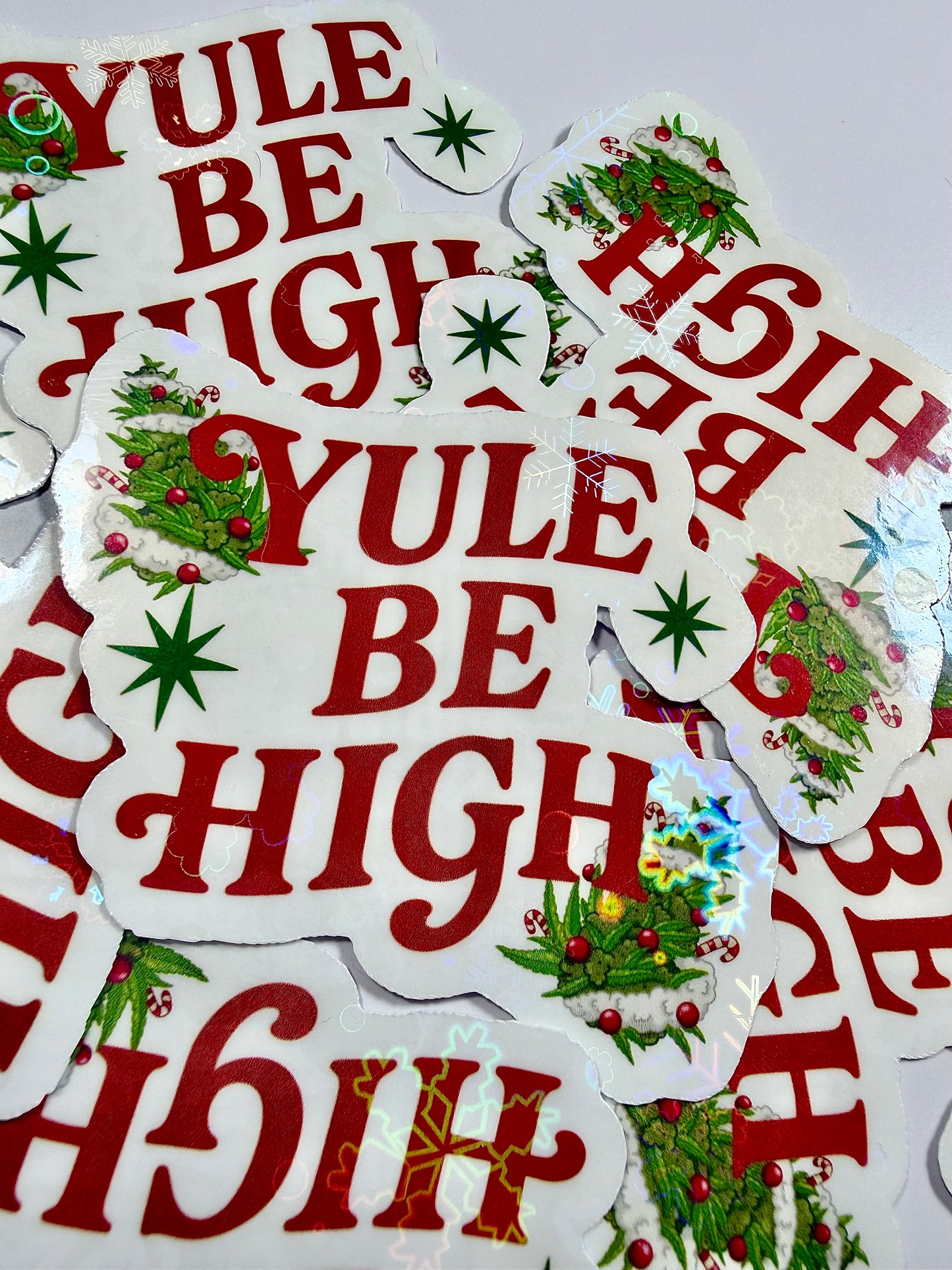 Cannabis Holiday Sticker, Yule Be High Funny Stoner Decal