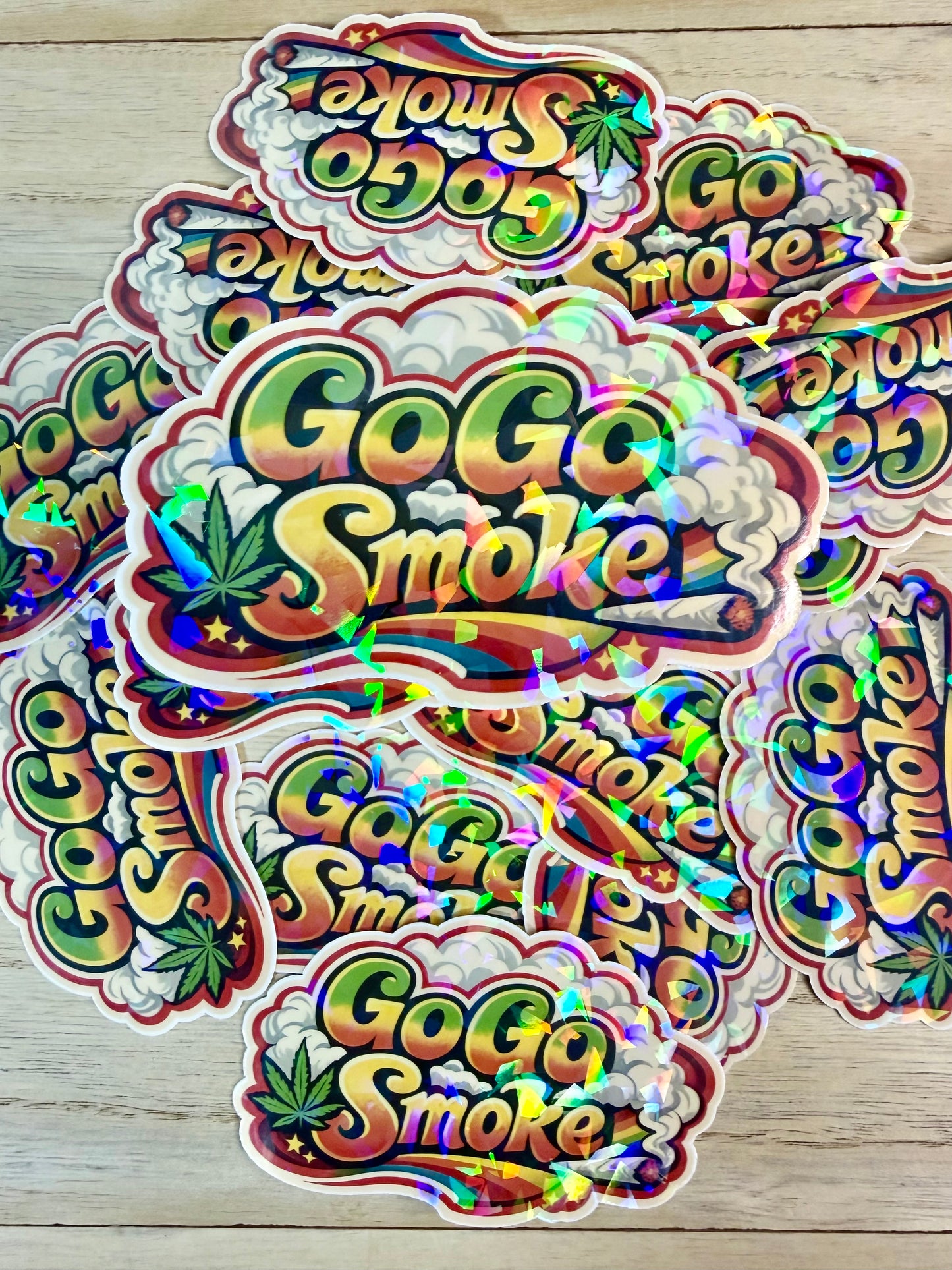 Funny Cannabis Adult Sticker, Go Go Smoke 70s Sticker, Cute Stoner Gifts for Everyone, Gifts Under Five Dollars, Stoner Decal, Weed Lover