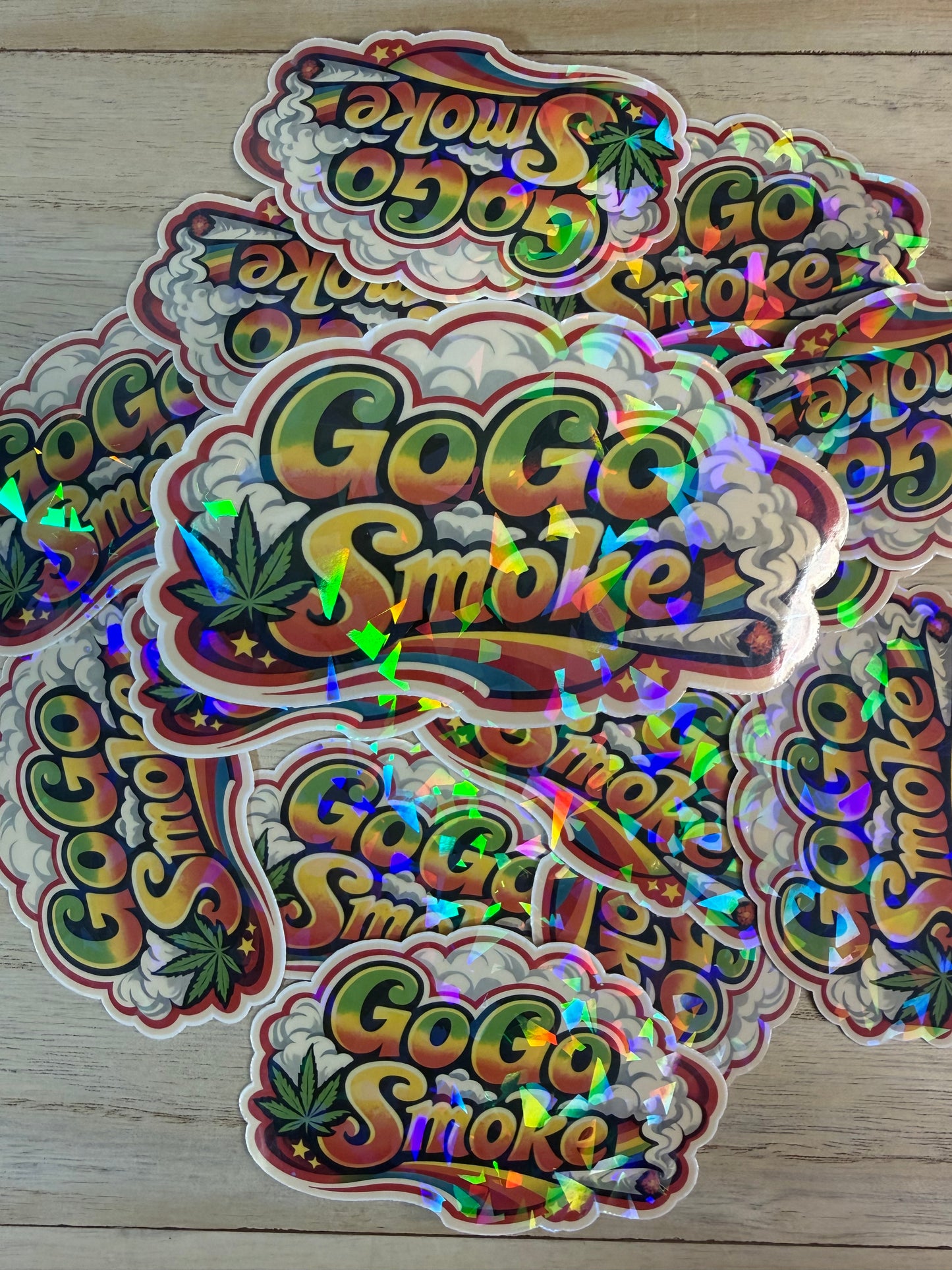 Funny Cannabis Adult Sticker, Go Go Smoke 70s Sticker, Cute Stoner Gifts for Everyone, Gifts Under Five Dollars, Stoner Decal, Weed Lover