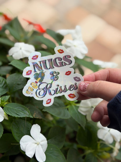 Holographic Valentines Stoner Sticker, Cute Cannabis Decal, Nugs & Kisses Sticker, Valentines stoner gift for her, Stoner Gifts,