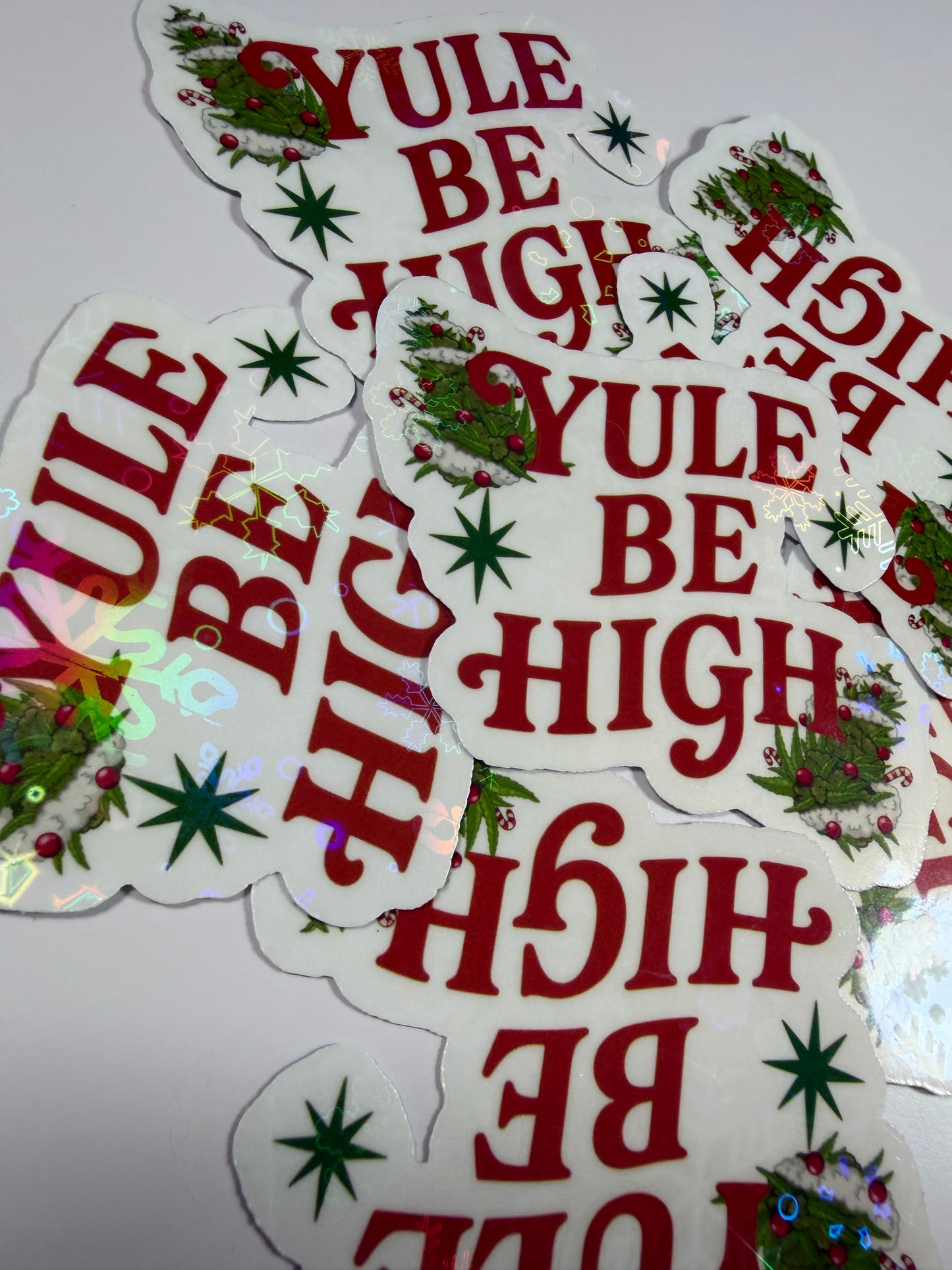 Cannabis Holiday Sticker, Yule Be High Funny Stoner Decal