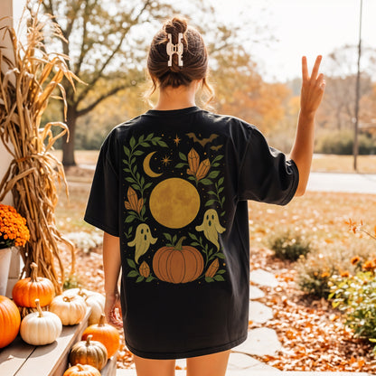 Ghosts Halloween Short Sleeve Comfort Colors Tee Shirt - Cute Ghosts and Pumpkin Spooky Shirt - cozy fall graphic tee