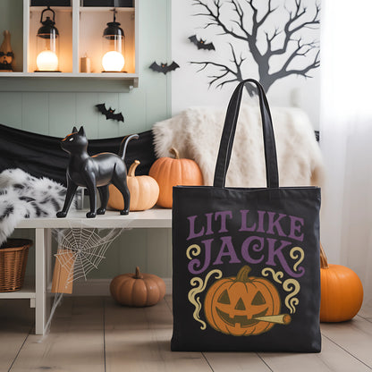 Lit Like Jack Stoner Halloween Tote - Adult Halloween Bag - Cute Stoner Bag - Halloween Adult Tote