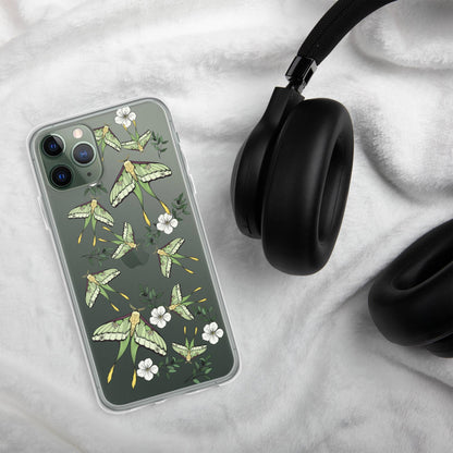 Luna moth Clear Case for iPhone, Moth Flower Case IPhone, moon moth insect, iPhone 15 pro max 14 pro case, Cottage core aesthetic Phone Case
