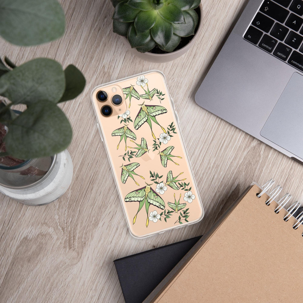 Luna moth Clear Case for iPhone, Moth Flower Case IPhone, moon moth insect, iPhone 15 pro max 14 pro case, Cottage core aesthetic Phone Case