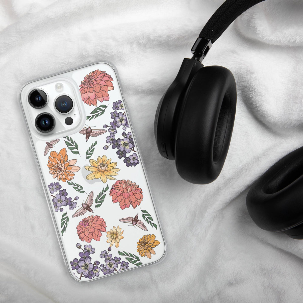 Dahlia Flower Clear Case for iPhone, Fun Flower Phone Case for IPhone, IPhone case for flower lovers, Cottage Core iPhone Case, Cottage Core