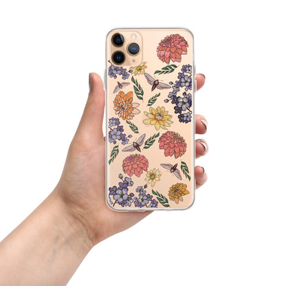 Dahlia Flower Clear Case for iPhone, Fun Flower Phone Case for IPhone, IPhone case for flower lovers, Cottage Core iPhone Case, Cottage Core