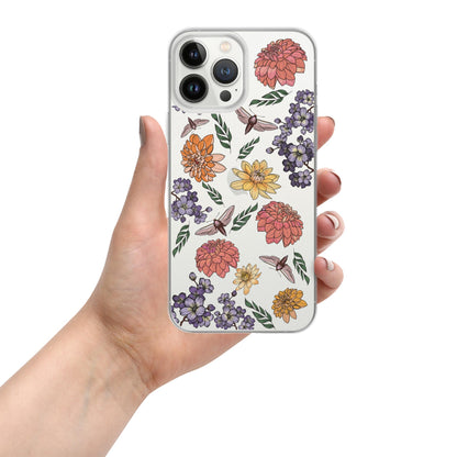 Dahlia Flower Clear Case for iPhone, Fun Flower Phone Case for IPhone, IPhone case for flower lovers, Cottage Core iPhone Case, Cottage Core