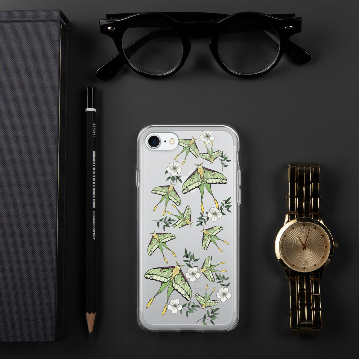 Luna moth Clear Case for iPhone, Moth Flower Case IPhone, moon moth insect, iPhone 15 pro max 14 pro case, Cottage core aesthetic Phone Case