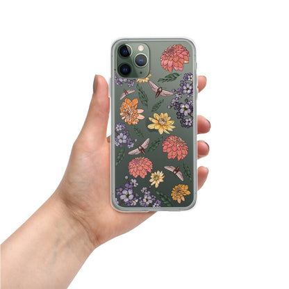 Dahlia Flower Clear Case for iPhone, Fun Flower Phone Case for IPhone, IPhone case for flower lovers, Cottage Core iPhone Case, Cottage Core