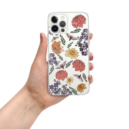 Dahlia Flower Clear Case for iPhone, Fun Flower Phone Case for IPhone, IPhone case for flower lovers, Cottage Core iPhone Case, Cottage Core
