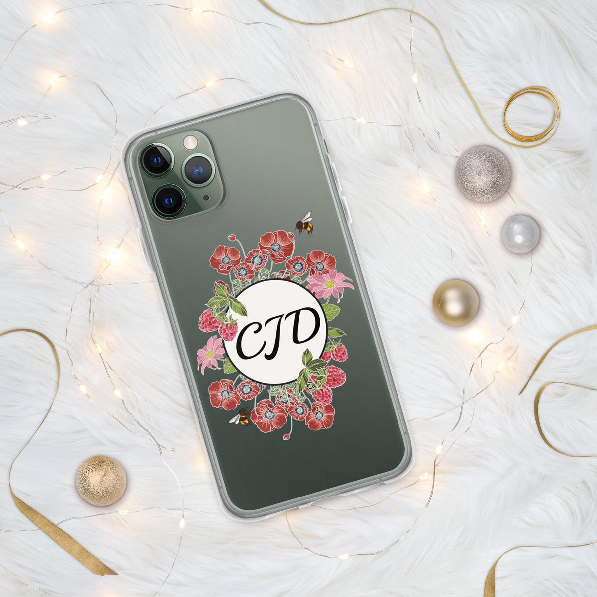Personalized Phone case, Raspberry and Poppy Flowers for IPhone 16 pro max, Cottage Core IPhone Case, Custom phone Case with personalization